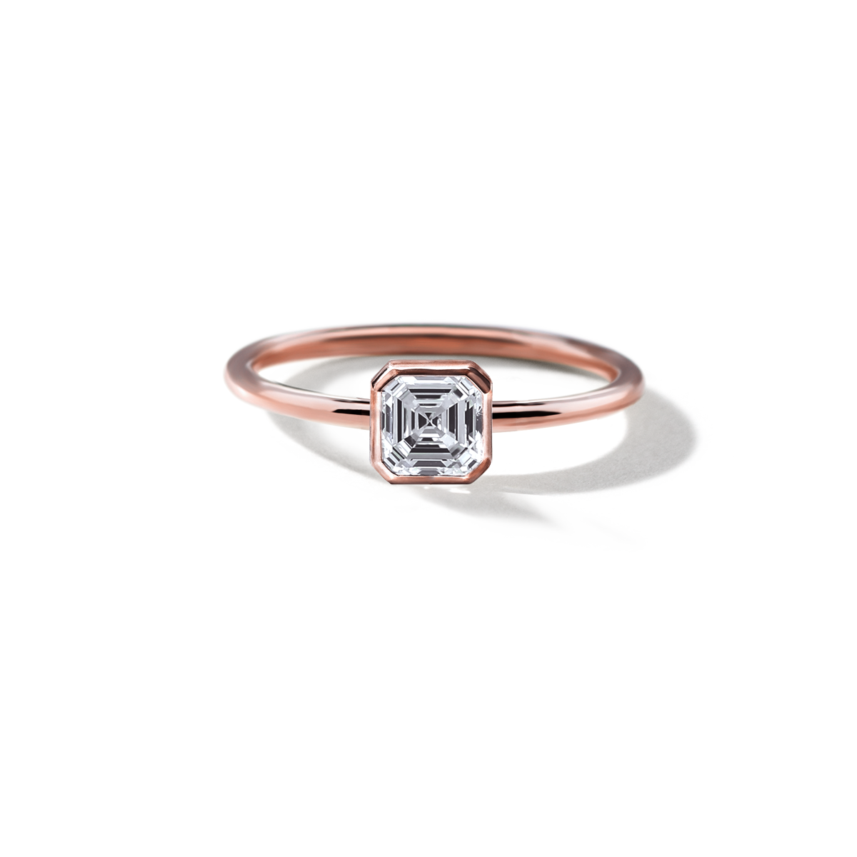 #color_18K Rose Gold Bezel Asscher Diamond Engagement Ring