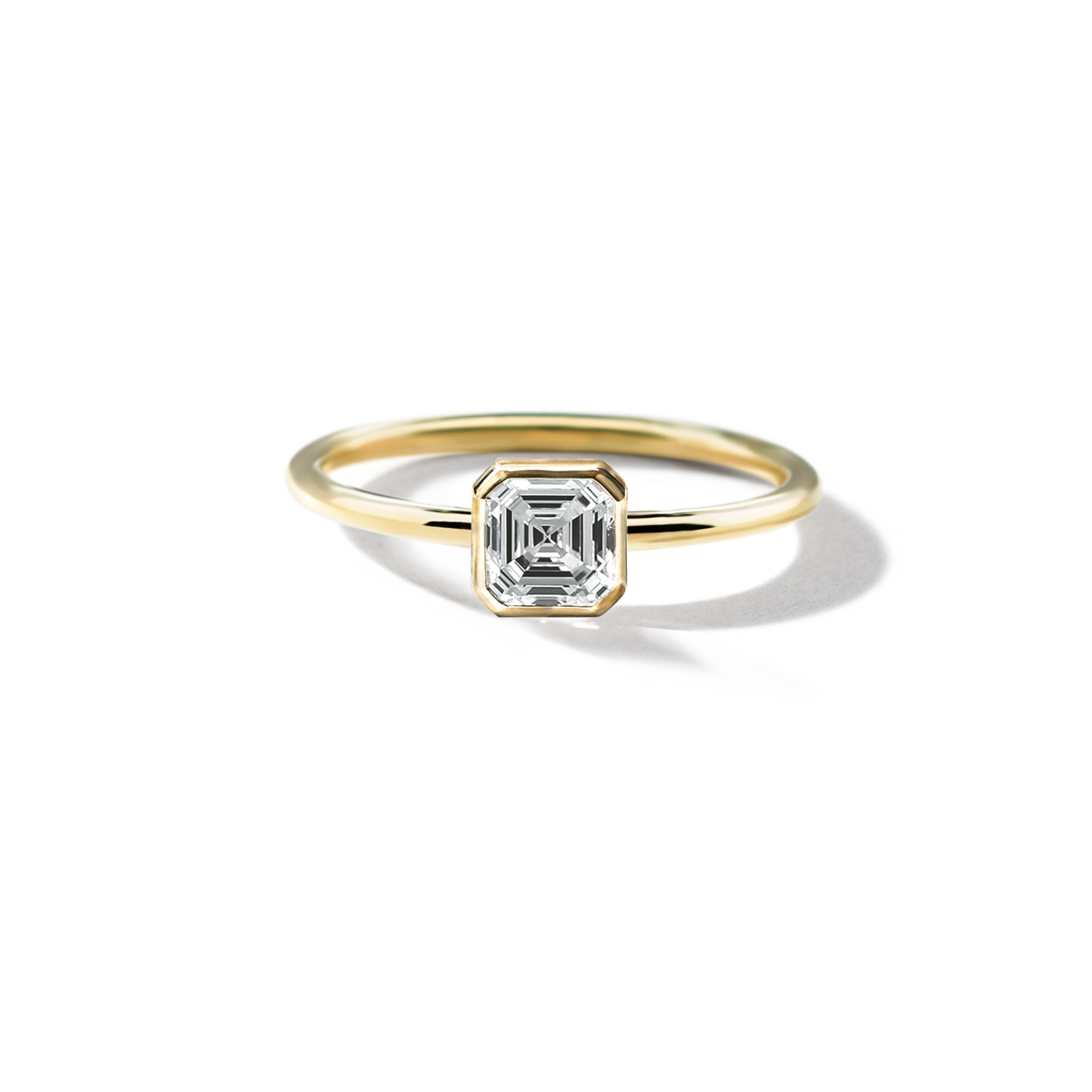 #color_18K Yellow Gold Asscher Bezel Engagement Ring