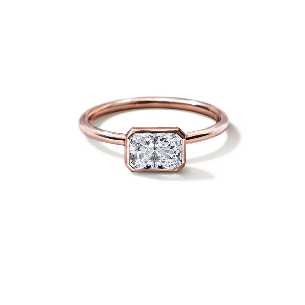 #color_18K Rose Gold Bezel Radiant Diamond Engagement Ring
