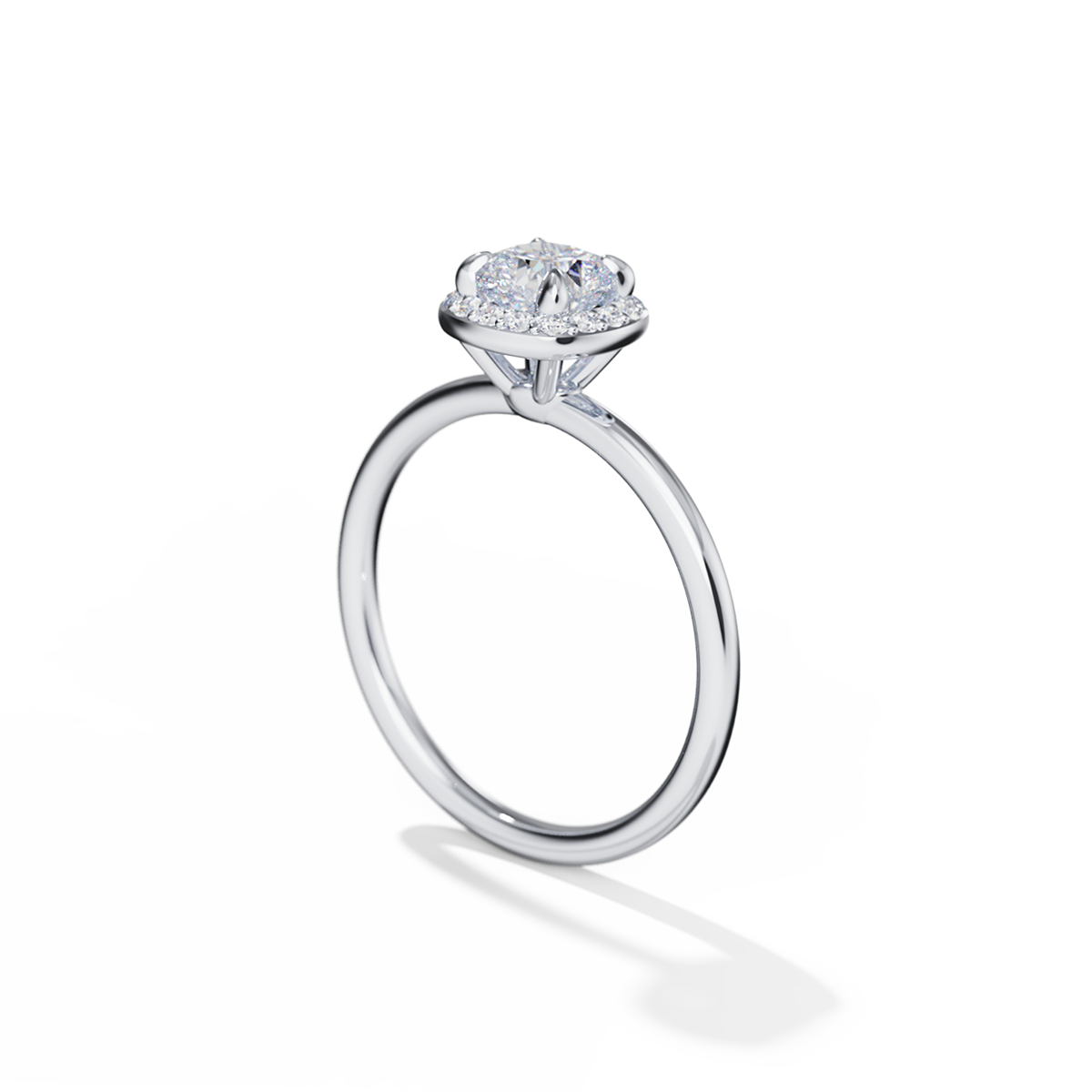 #color_18K White Gold #color_Platinum Cushion Halo Engagement Ring