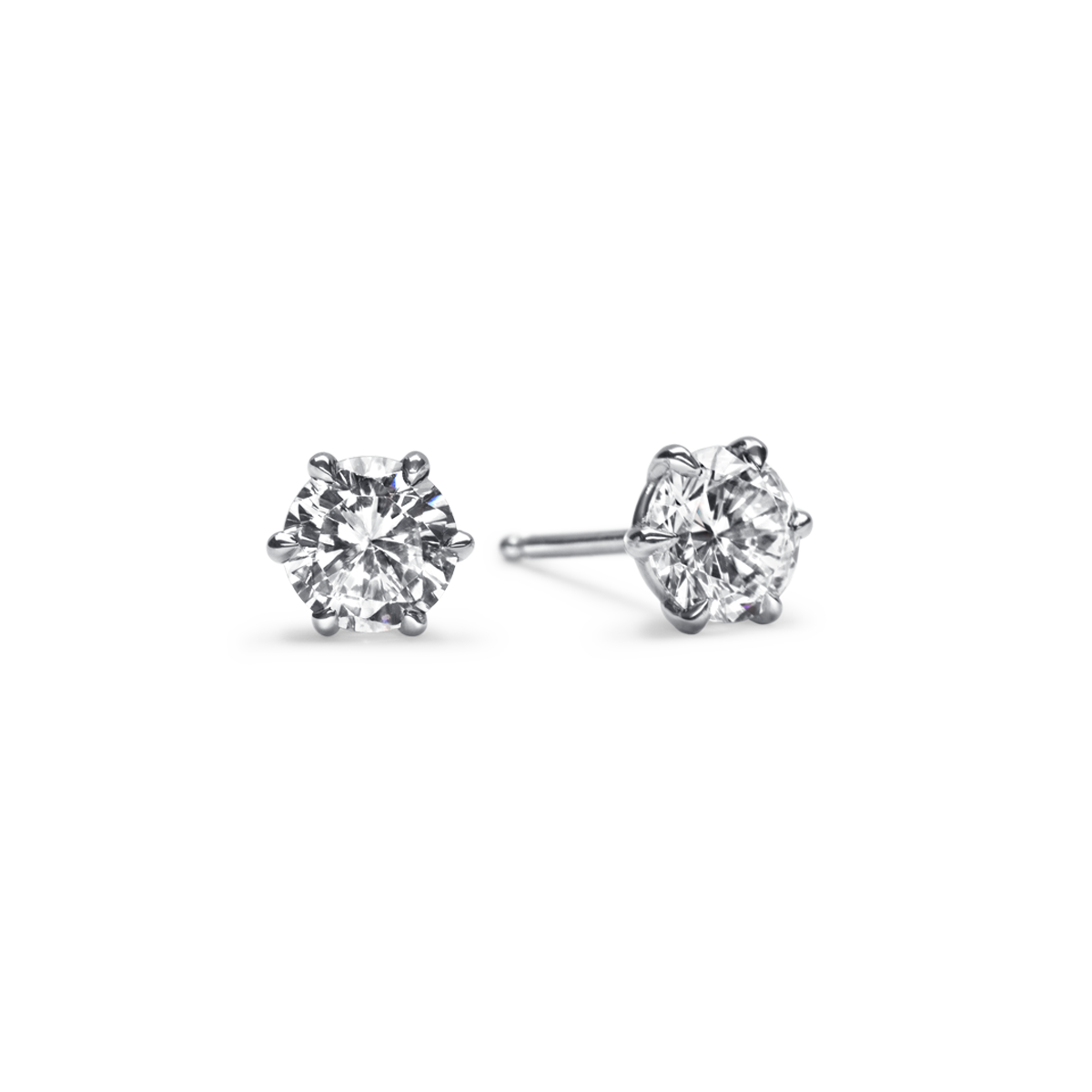 #color_14K White Gold #color_Platinum Round 6 Prong Stud