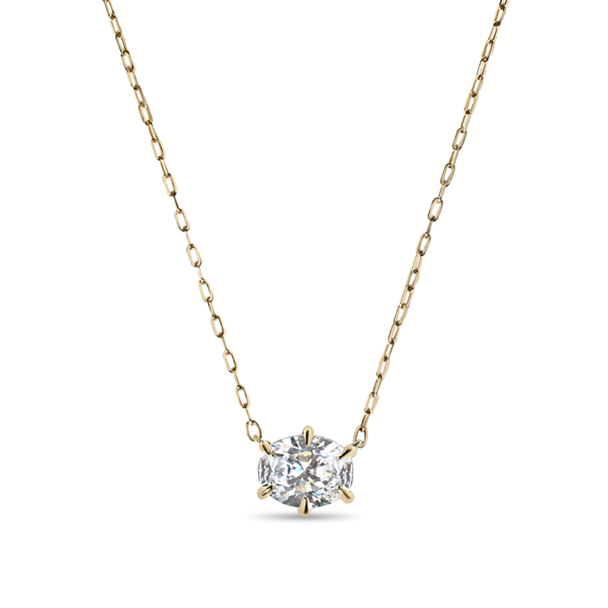 Oval Diamond Solitaire Pendant