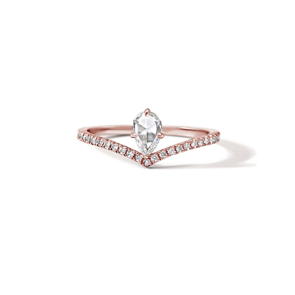 18K rose gold Rosecut Pear Shape Diamond