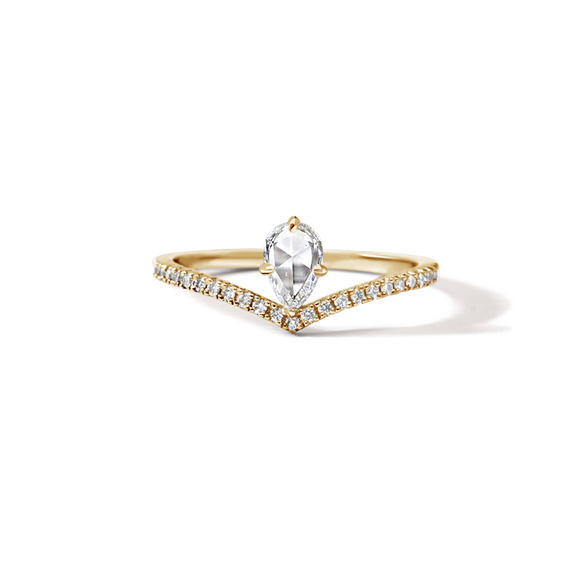 18K gold Rosecut Pear Shape Diamond
