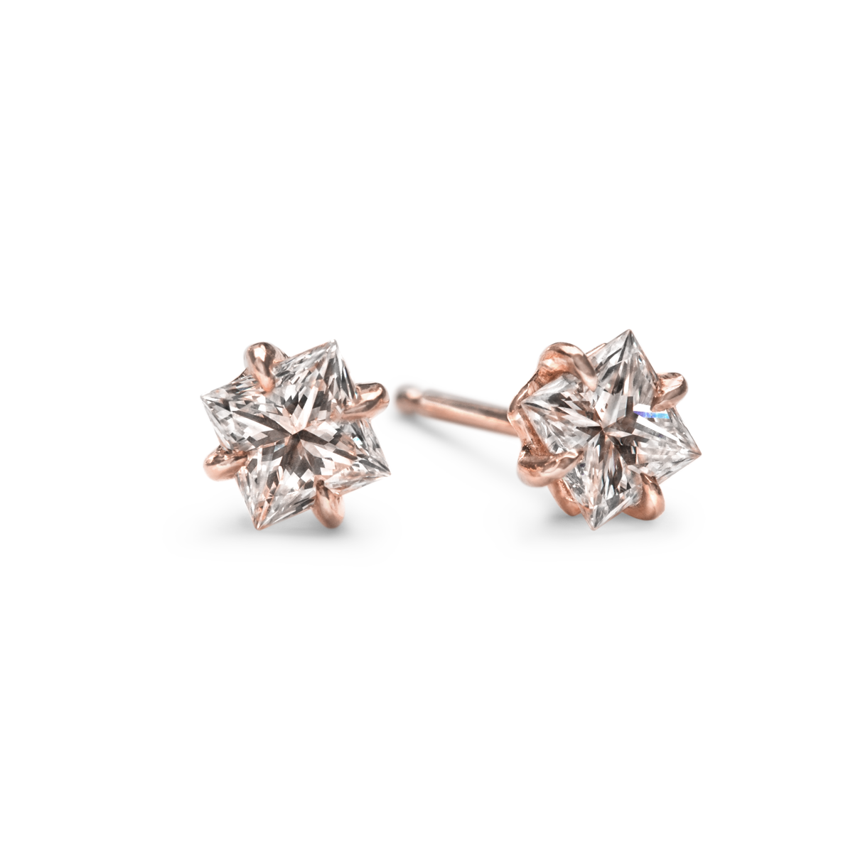 #color_14K Rose Gold Round Princess Studs