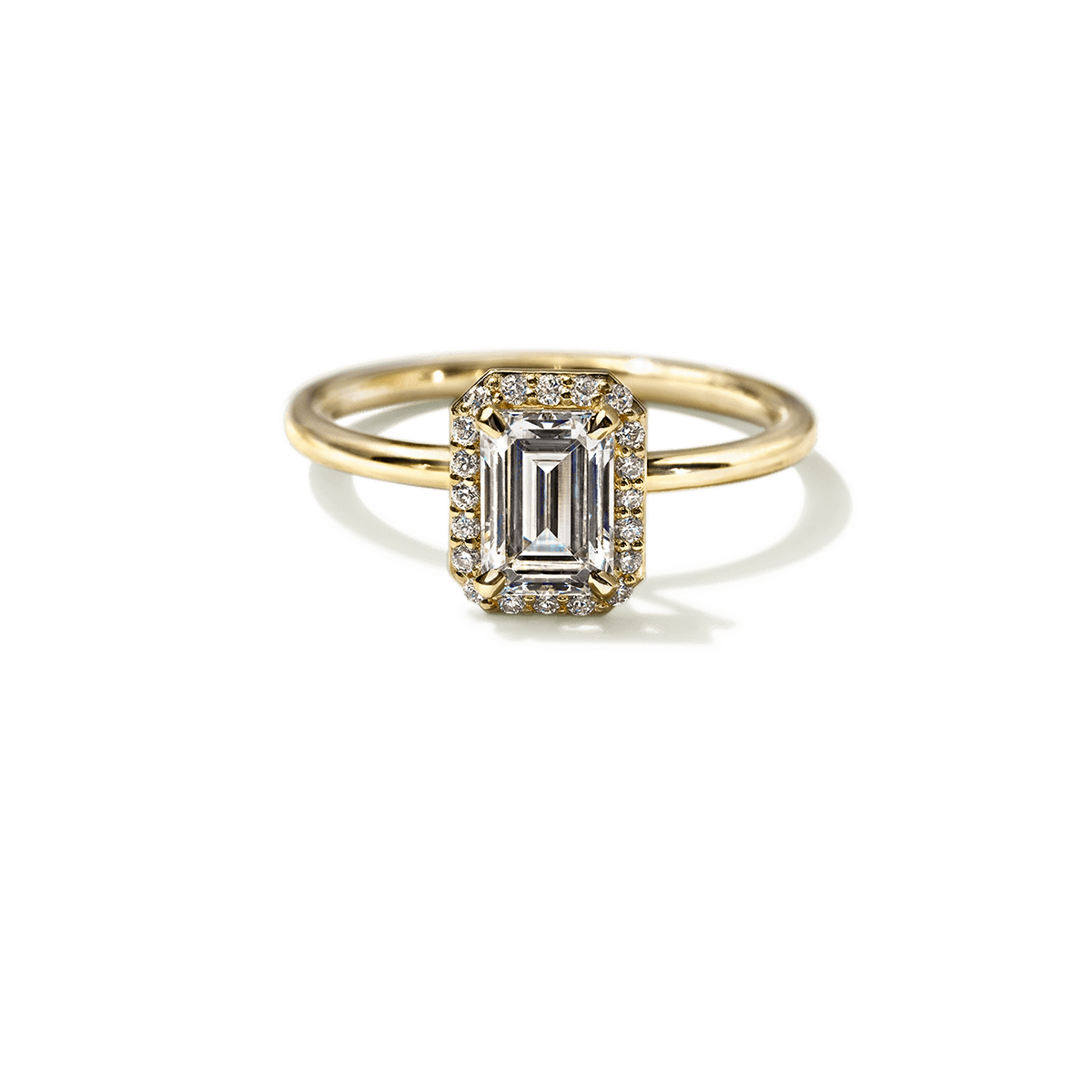 #color_18K Yellow Gold Emerald Halo Engagement Ring