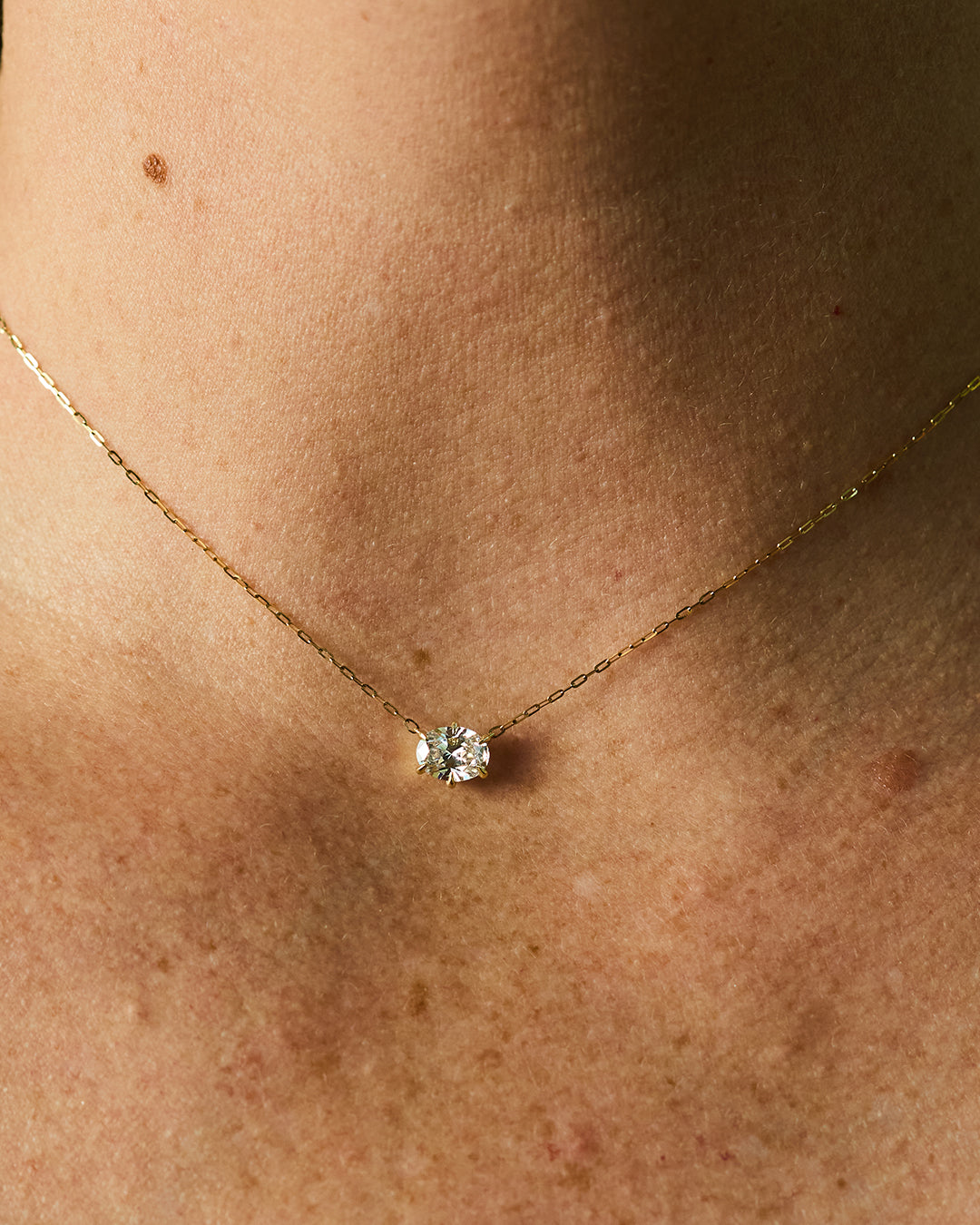 Oval Diamond Solitaire Pendant