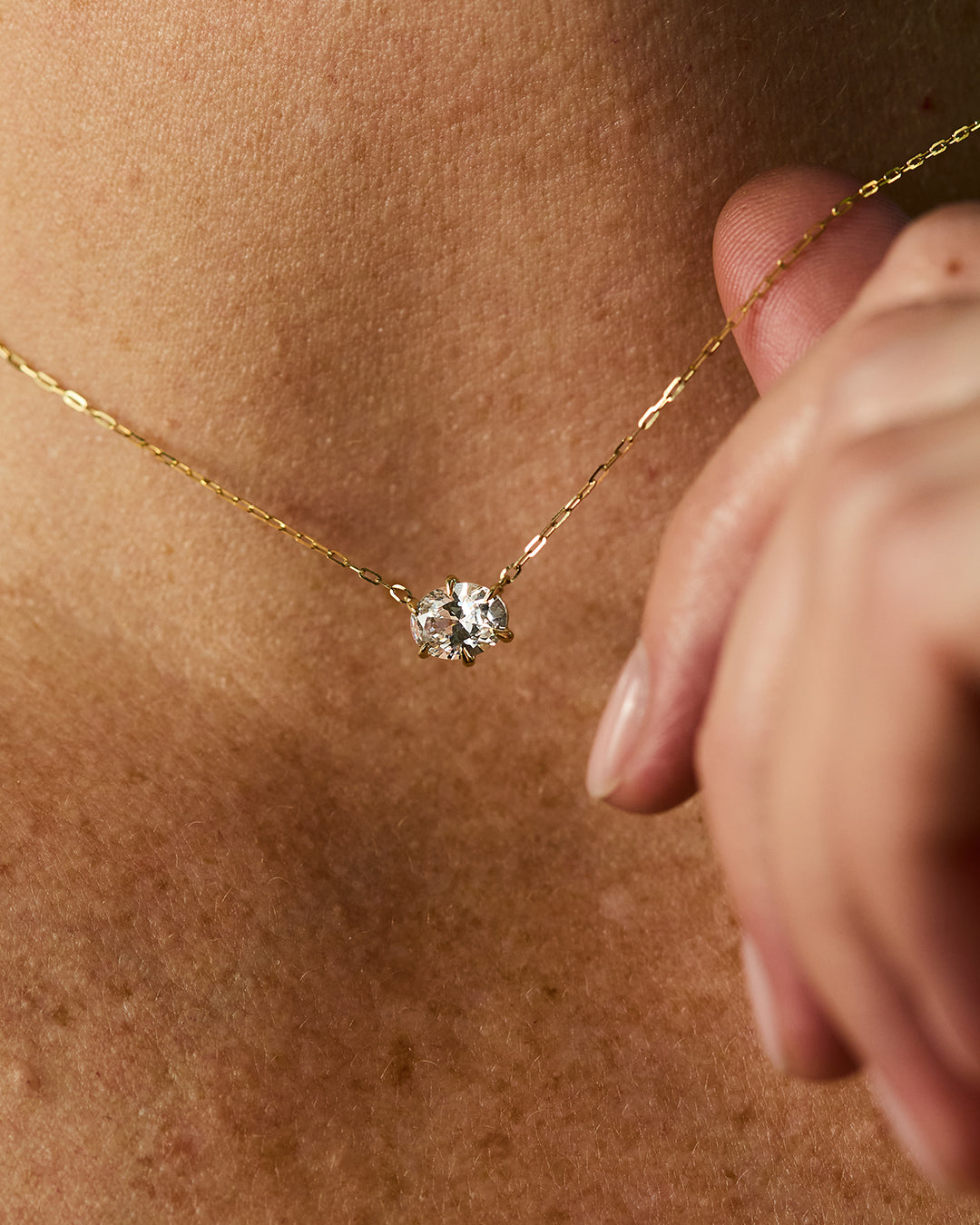 Oval Diamond Solitaire Pendant