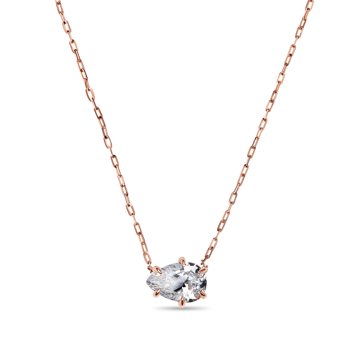 Designer #color_14K Rose Gold Pear Shape Diamond Pendant