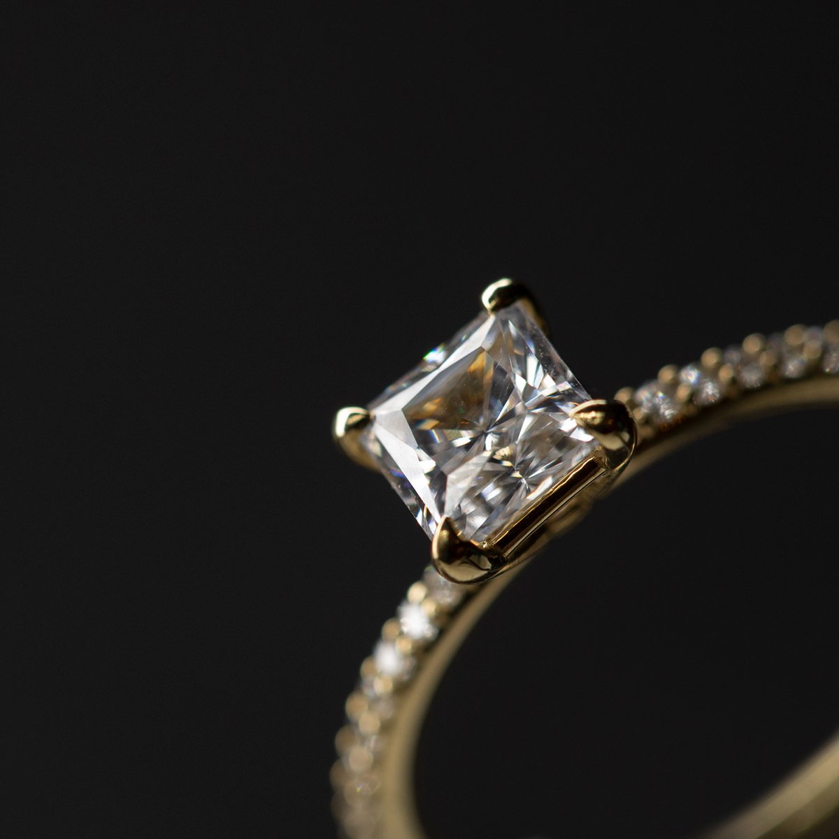 Solitaire Pave Engagement Ring