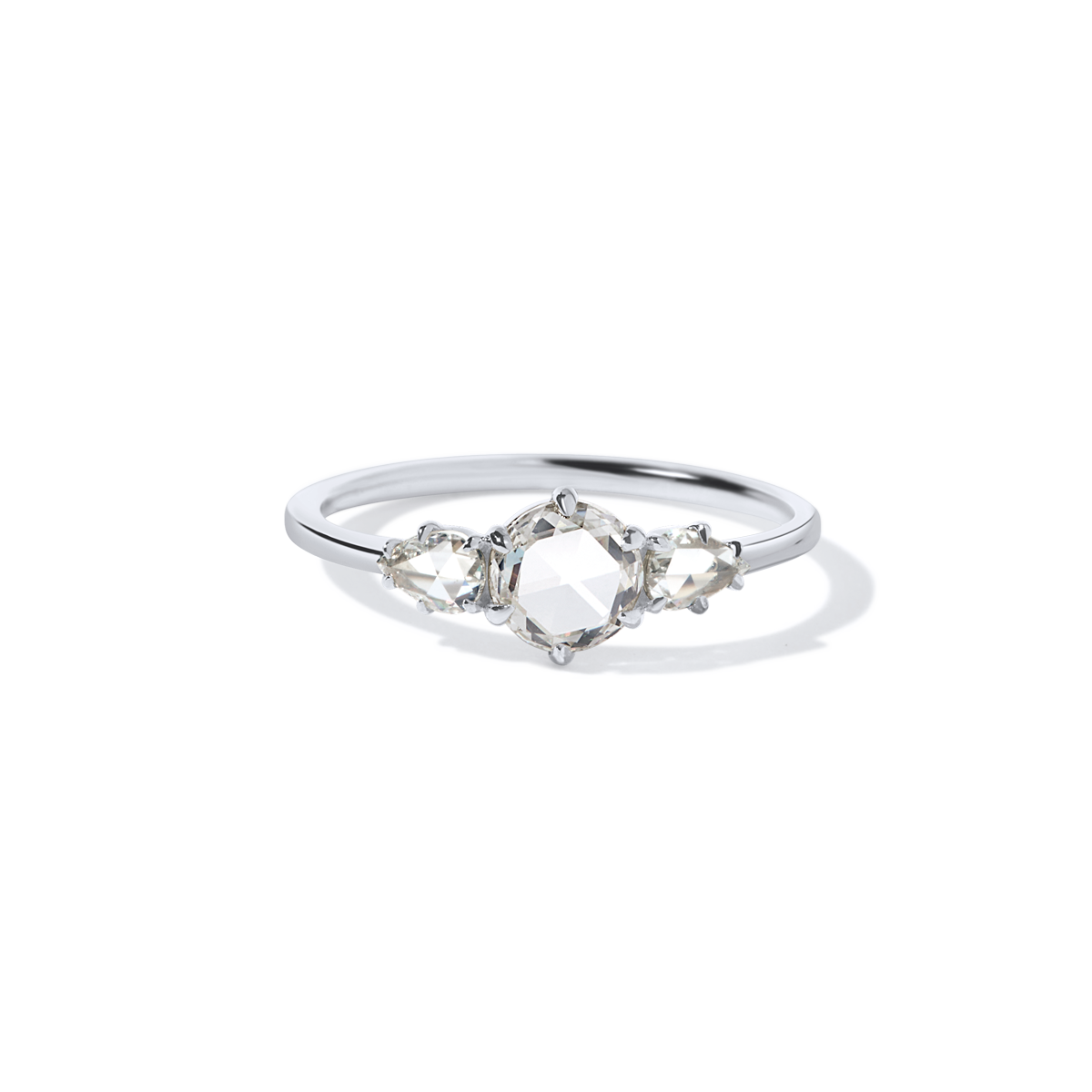 18K White Gold Rose Cut Diamonds Trio