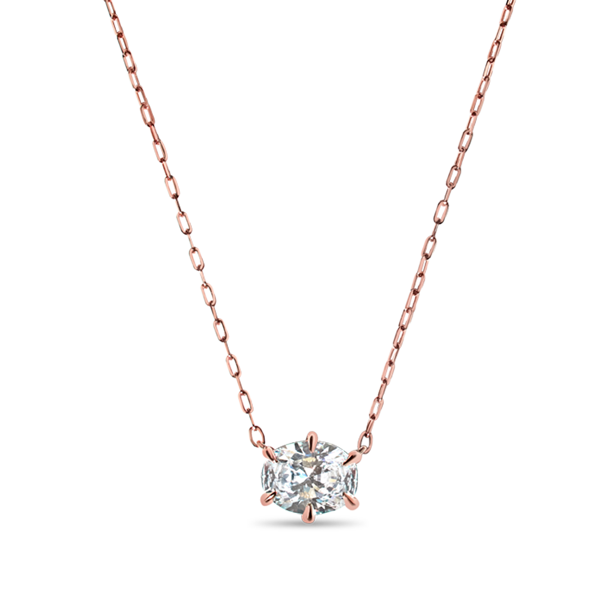 Oval Diamond Solitaire Pendant