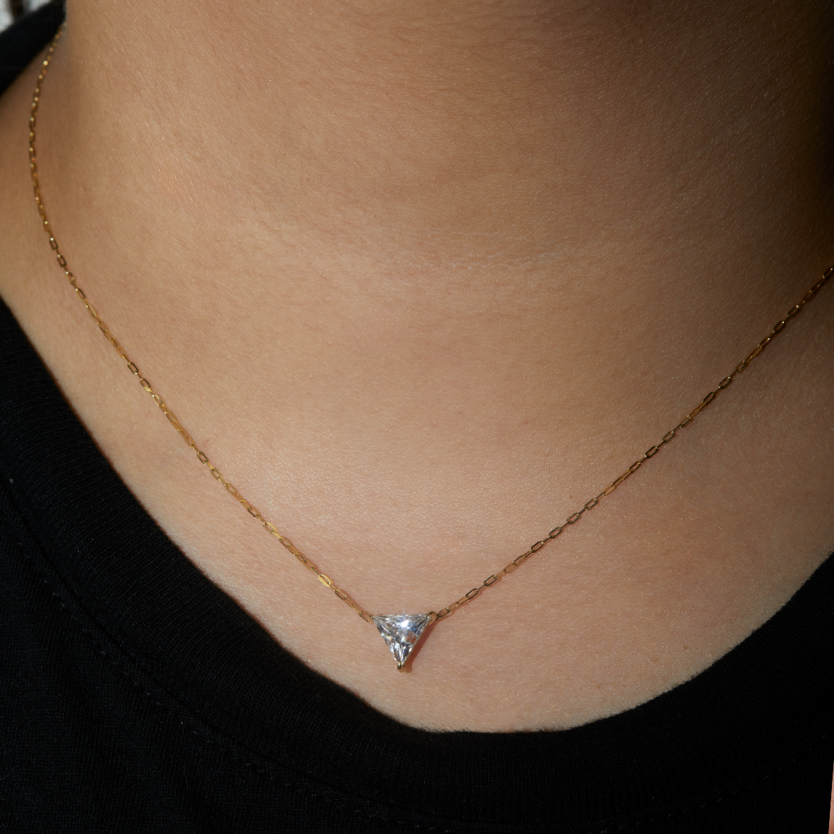 Designer 14K Gold Trillion Trilliant Diamond Pendant