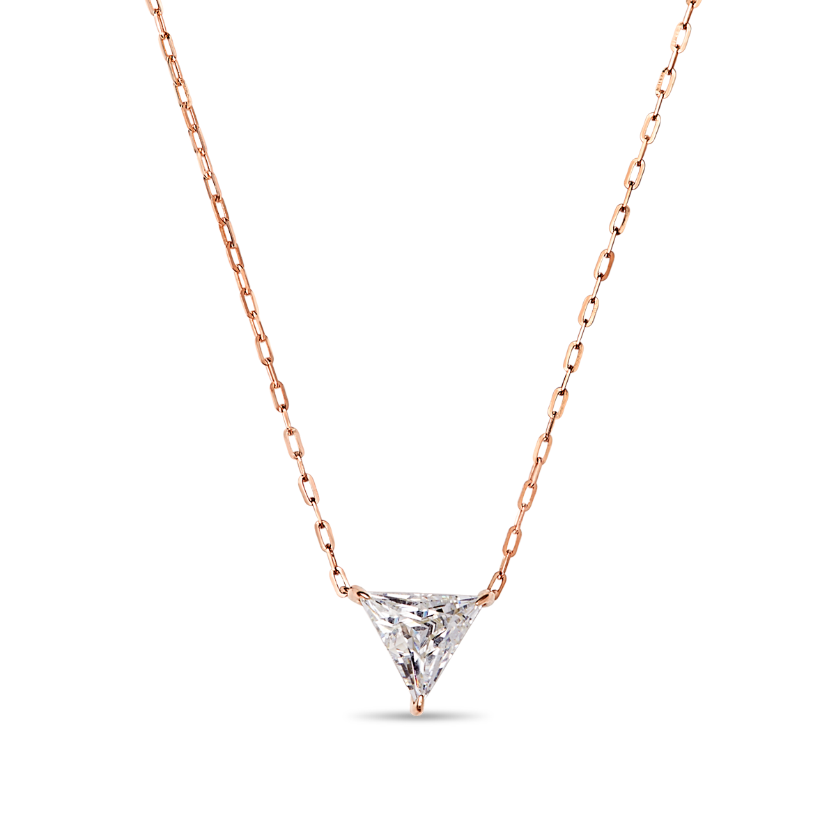 Designer #color_14K Rose Gold Trillion Trilliant Diamond Pendant