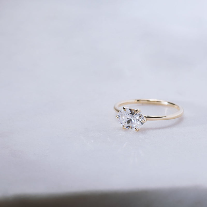 Oona Oval East West Hidden Halo Engagement Ring