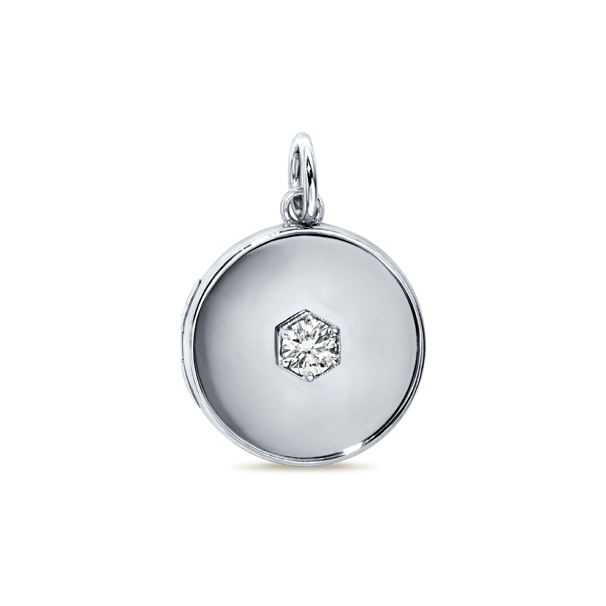 14K White Gold Locket Diamond