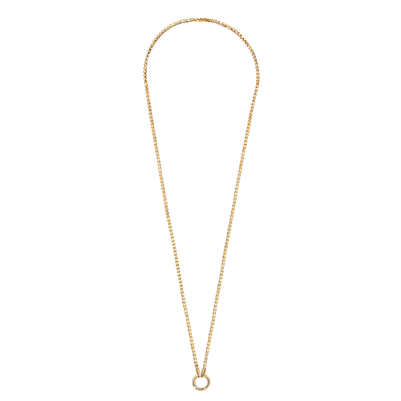 14K Yellow Gold 18" box chain with lariat midi with hinged jump ring connector