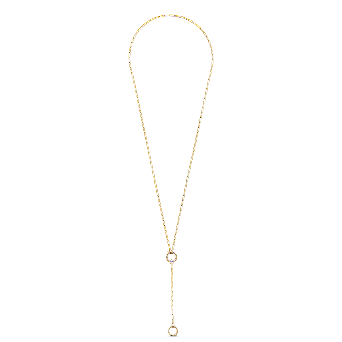 #color_14K Yellow Gold 18" paperclip chain with lariat petite with hinged jump ring connector