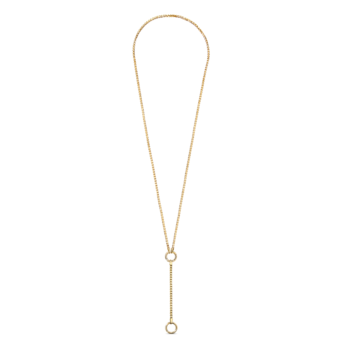 #color_14K Yellow Gold 18" box chain with lariat midi with hinged jump ring connector