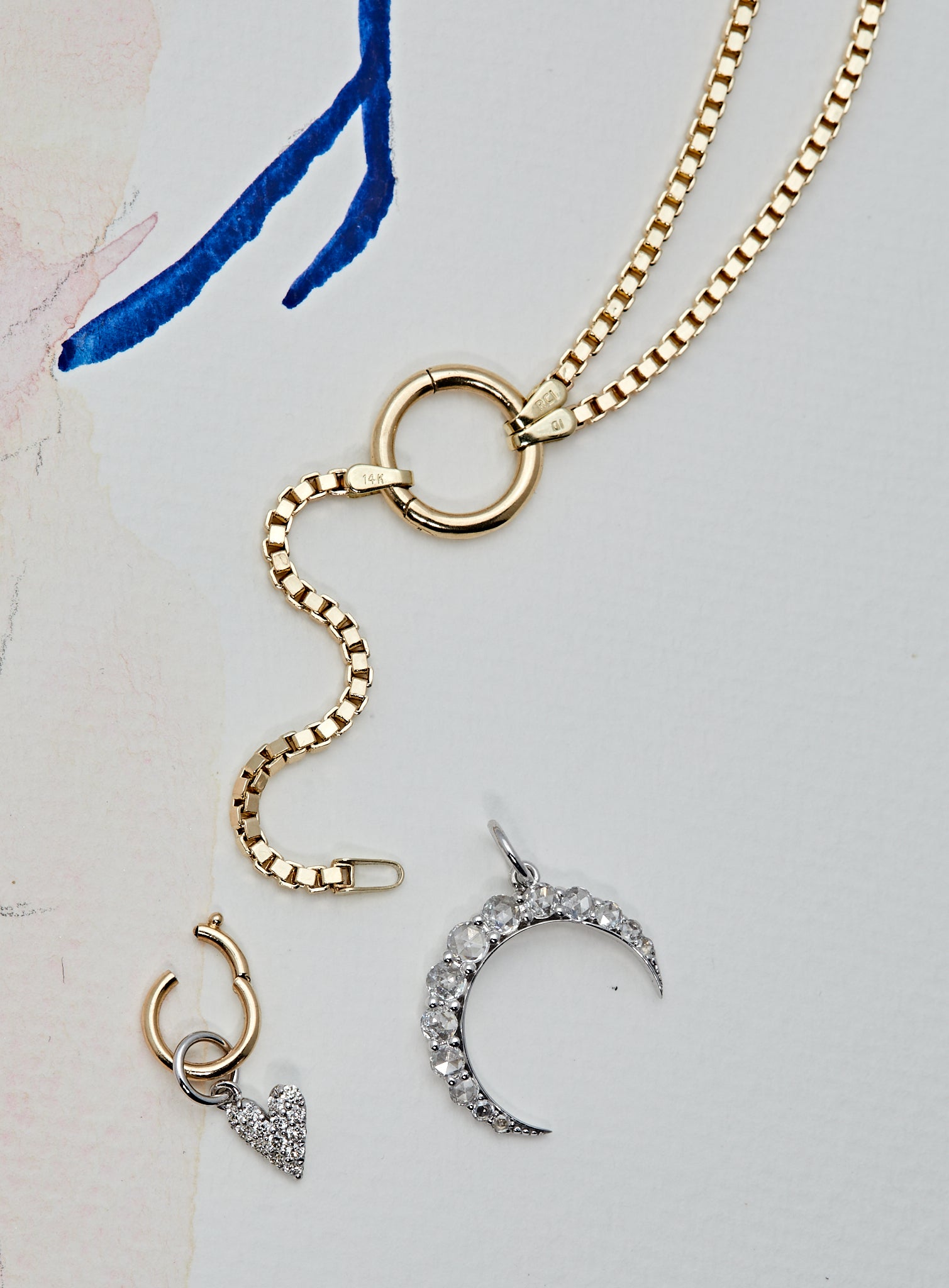 Waning Moon Rose Cut Diamond Pendant