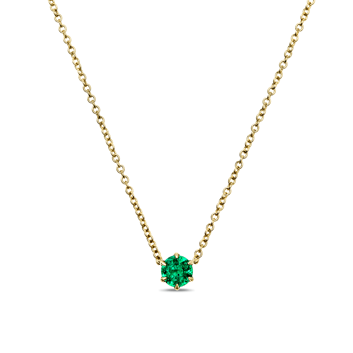 #color_14K Yellow Gold Round Emerald Pendant