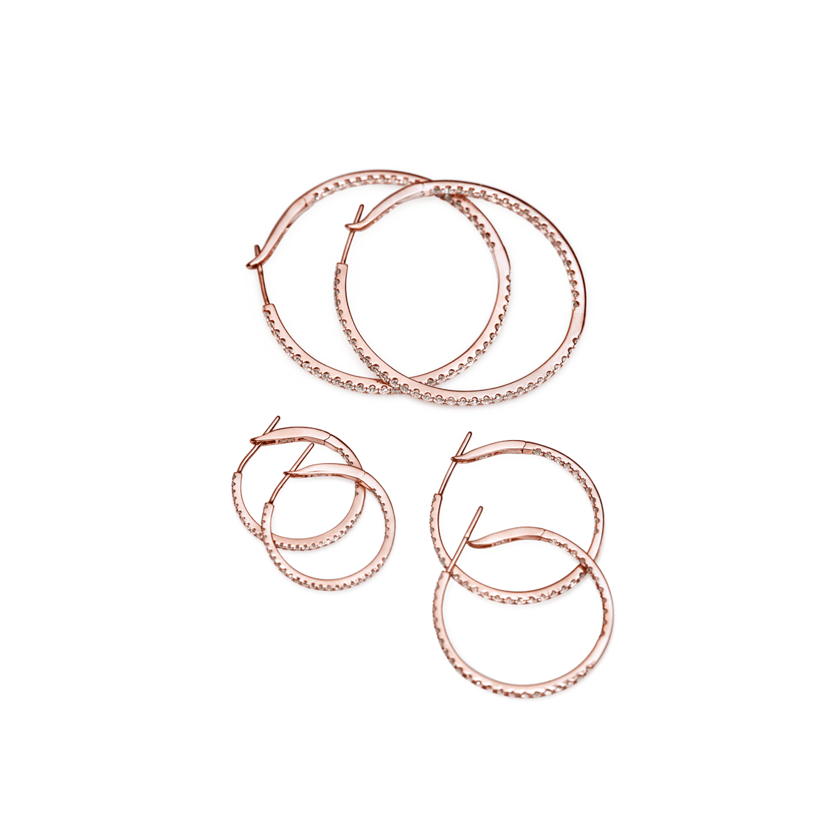 #color_14K Rose Gold In and Out Diamond Hoops