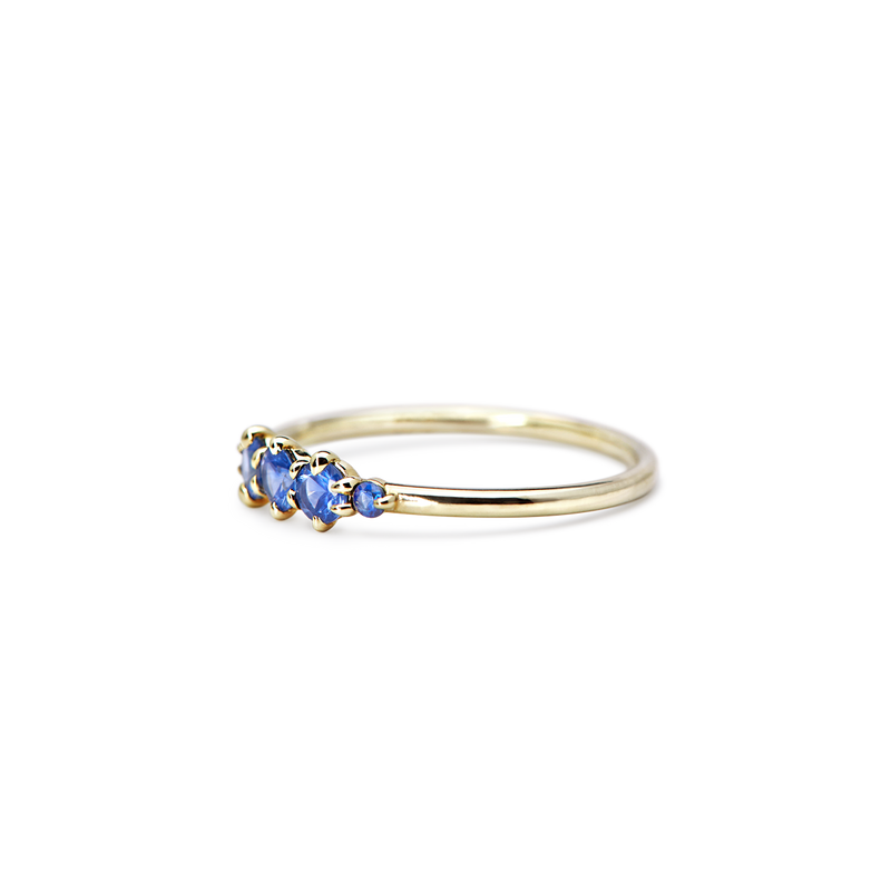 14K Yellow Gold Blue Sapphire Fashion Ring