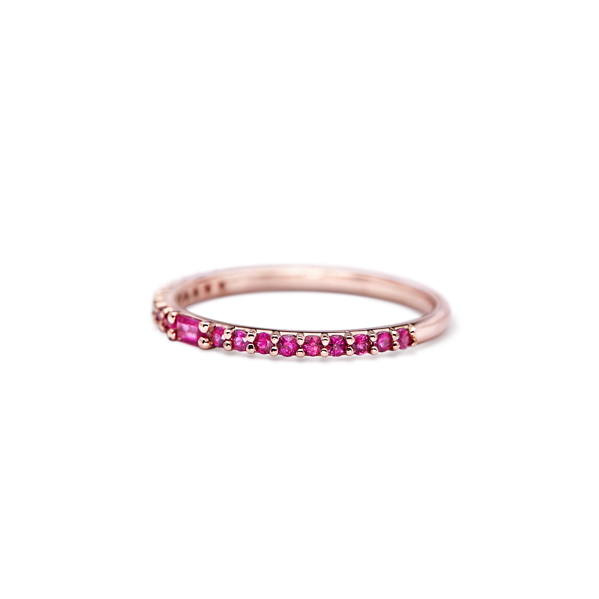 #color_14K Rose Gold, Baguette Ruby Band