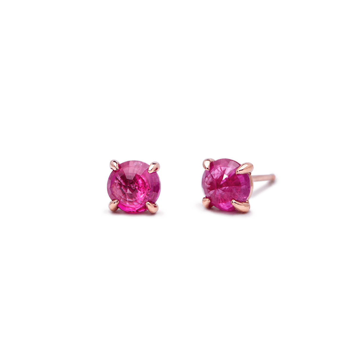 14K Gold Round Ruby Studs