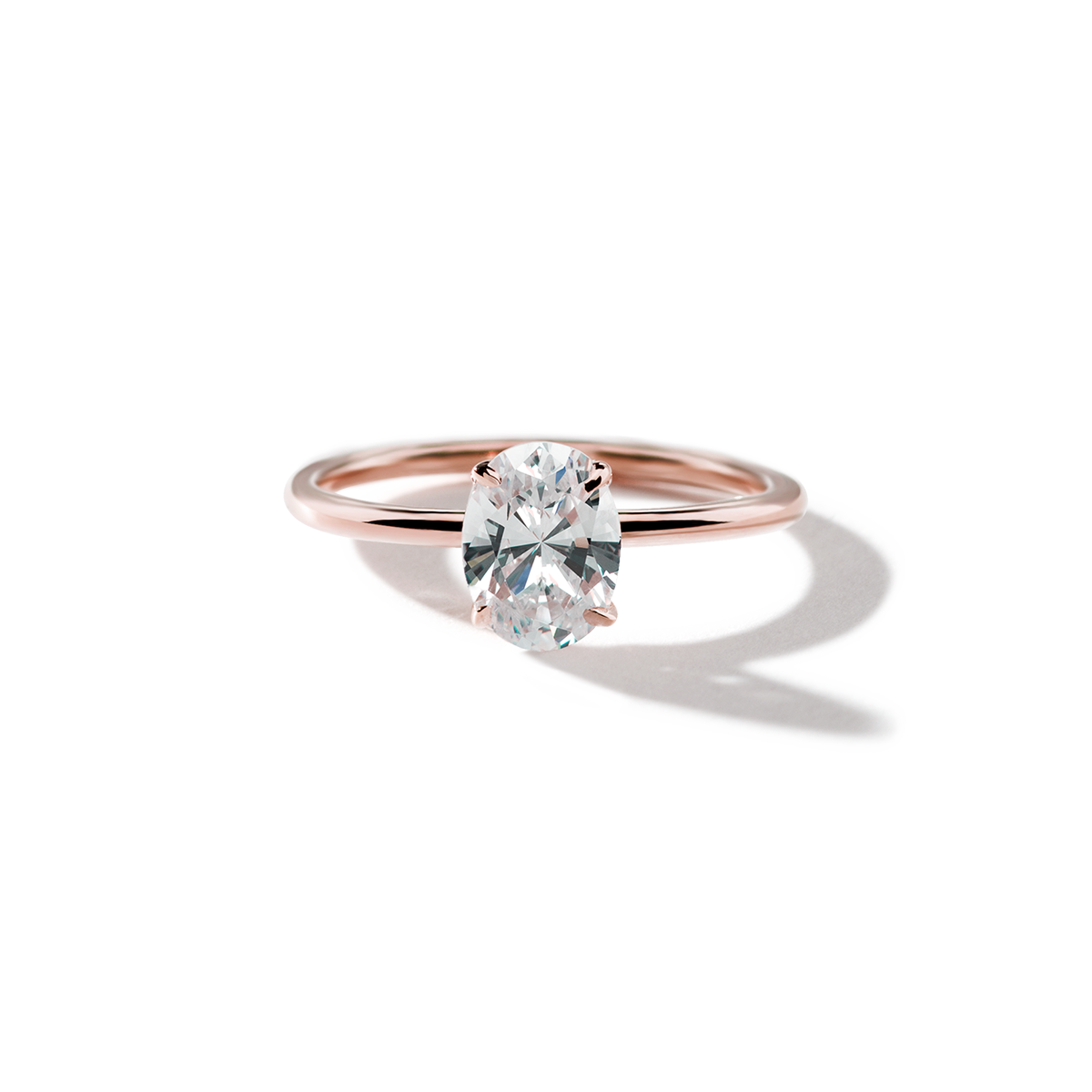 #color_18K Rose Gold Prong Oval Diamond Engagement Ring