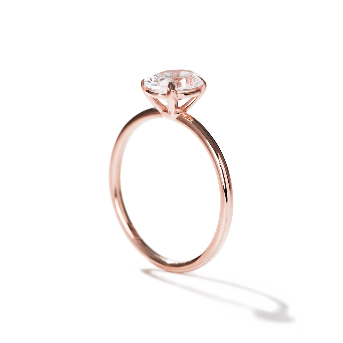 #color_18K Rose Gold Prong Oval Diamond Engagement Ring