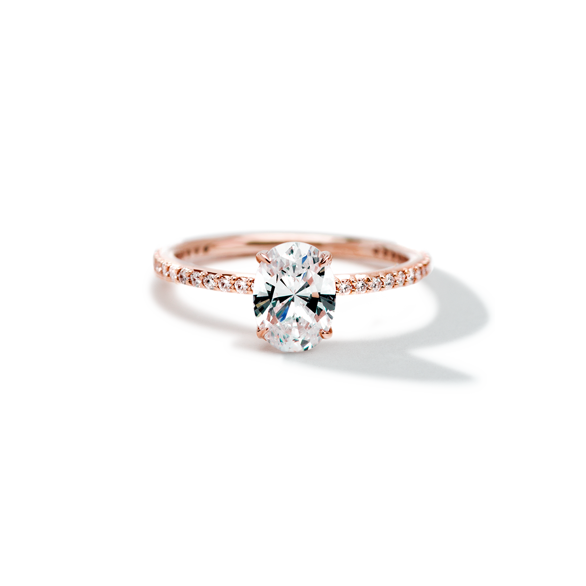 #color_18K Rose Gold Oval Pave Solitaire Engagement Ring