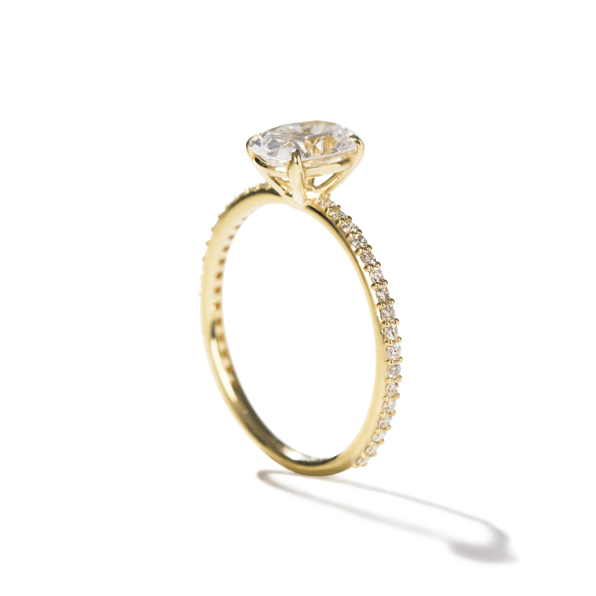 #color_18K Yellow Gold Oval Pave Solitaire Engagement Ring