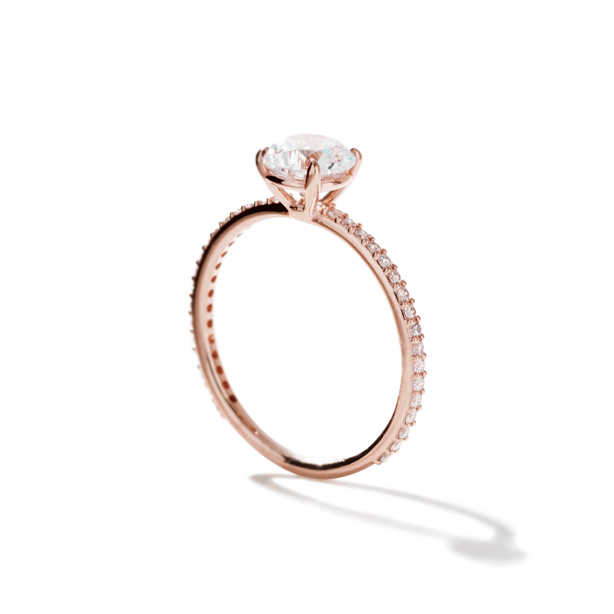 #color_18K Rose Gold Round Pave Solitaire Engagement Ring