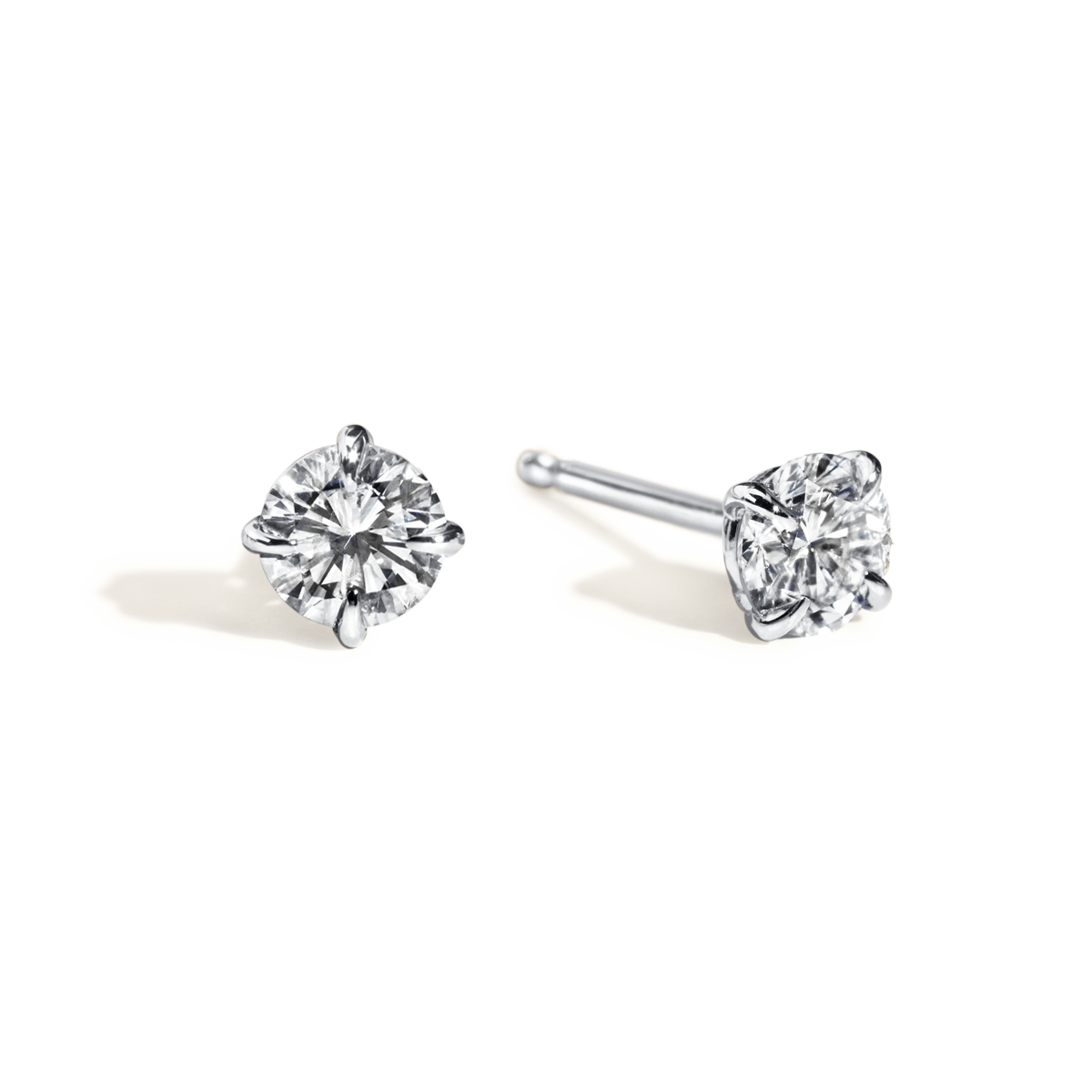#color_14K White Gold #color_Platinum Round Diamond 4 Prong Stud