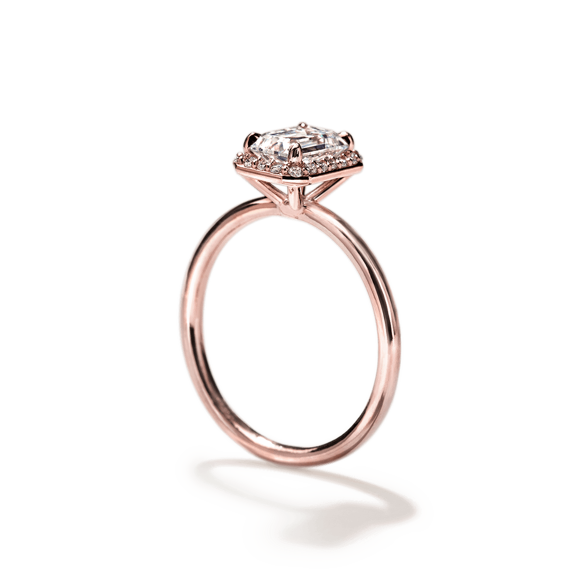 #color_18K Rose Gold Emerald Halo Engagement Ring