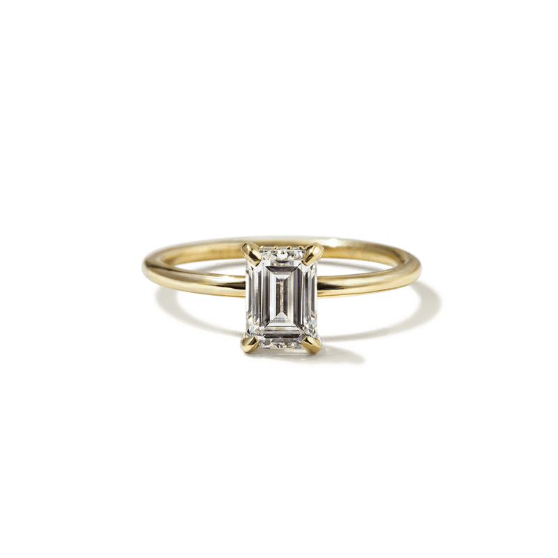 ILA 18K Yellow Gold Emerald Hidden Halo Pave Engagement Ring