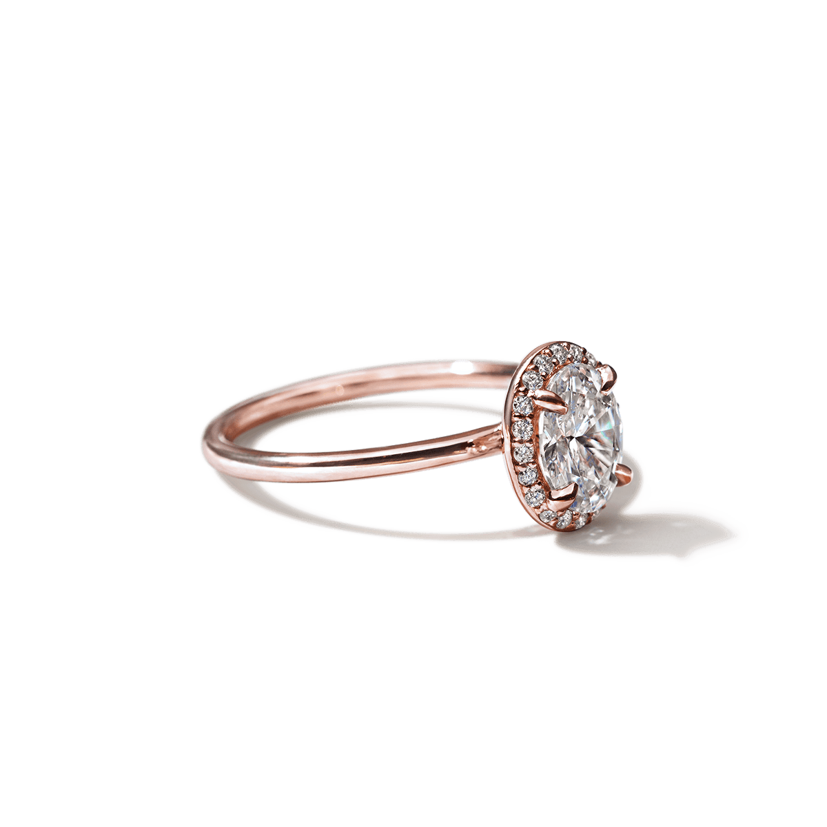 #color_18K Rose Gold Oval Halo Engagement Ring