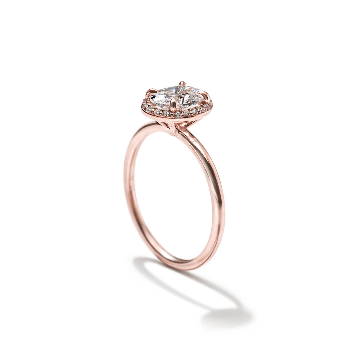 #color_18K Rose Gold Oval Halo Engagement Ring