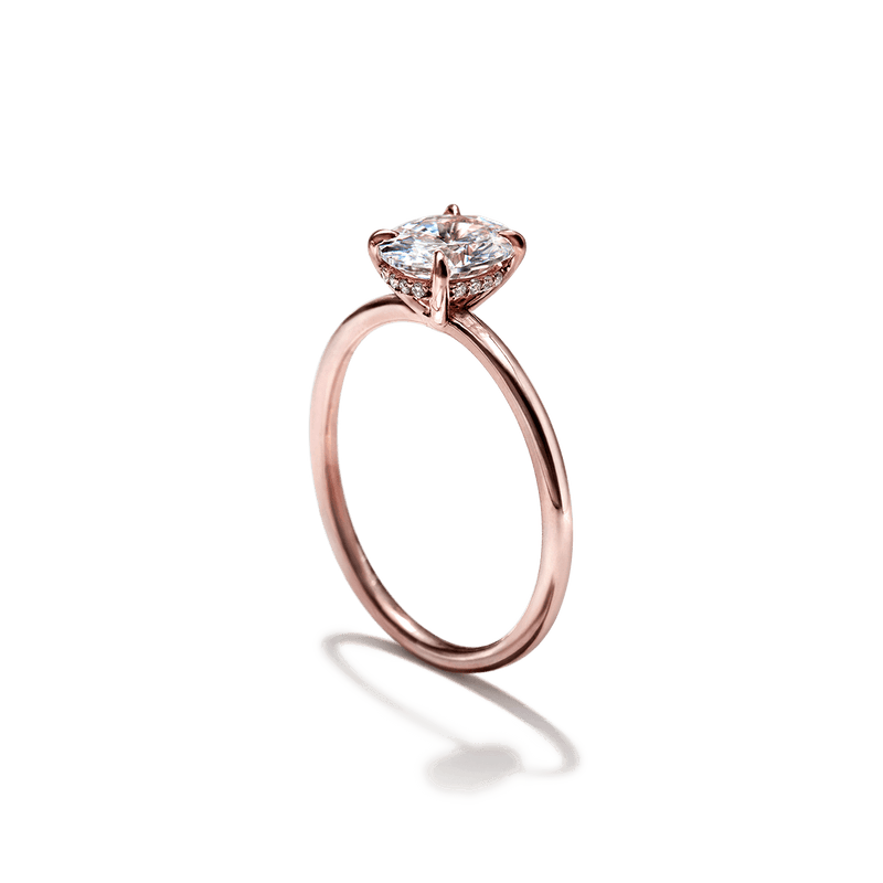 ILA 18K Rose Gold Oval Hidden Halo Pave Engagement Ring