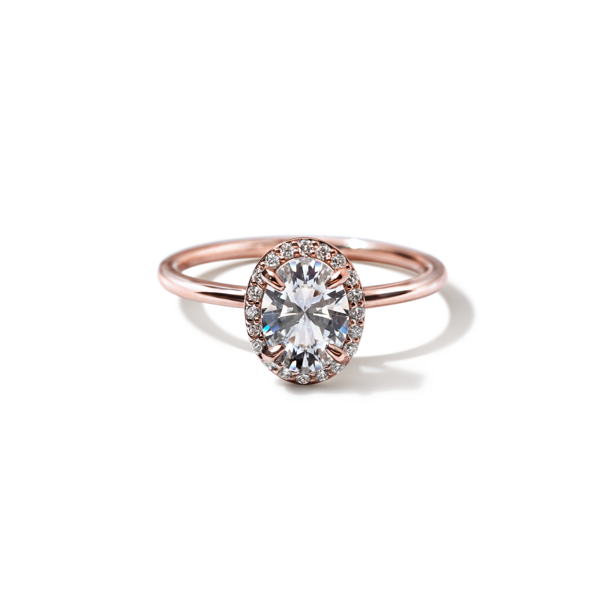 #color_18K Rose Gold Oval Halo Engagement Ring