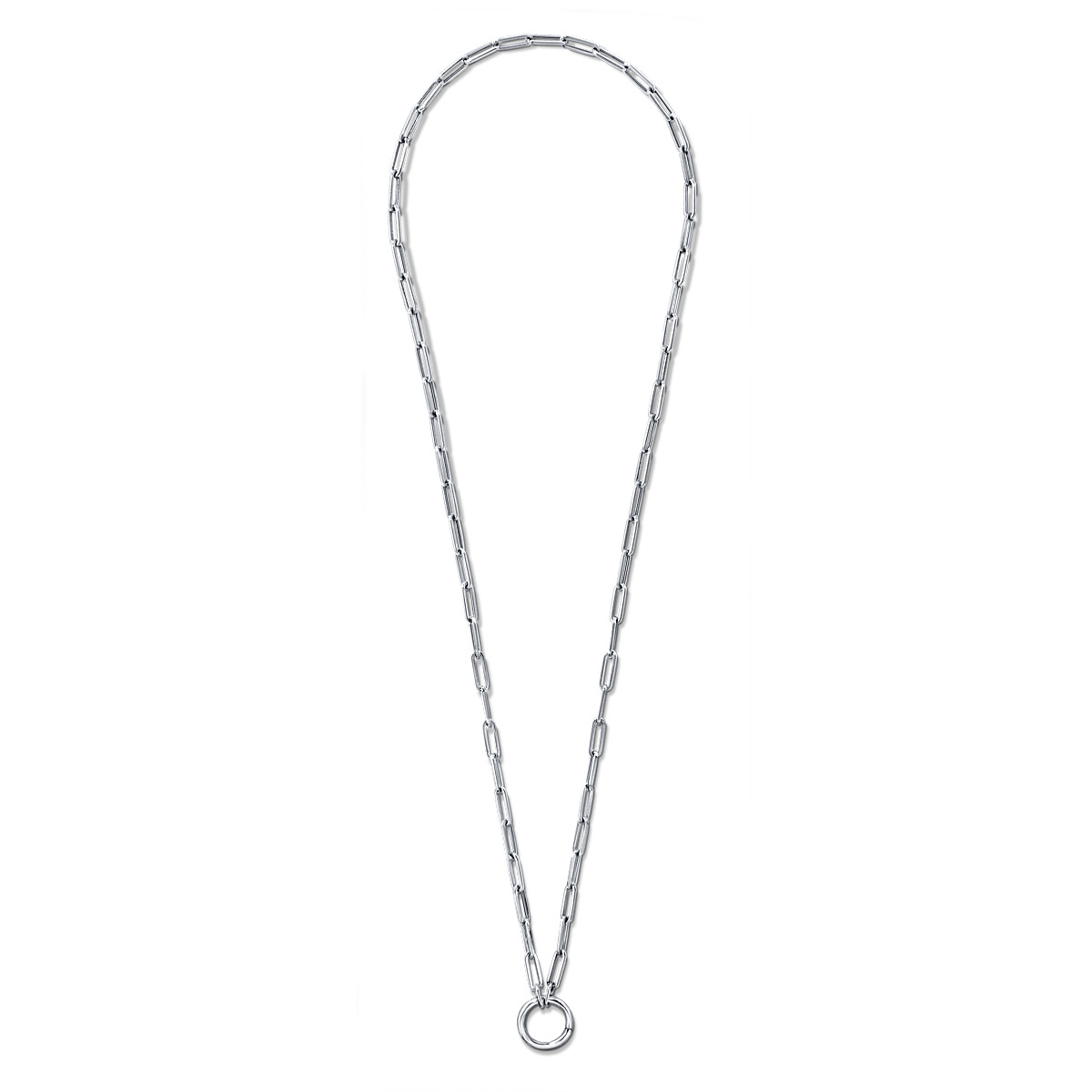 14K White Gold 18" paperclip chain with lariat midi with hinged jump ring connector