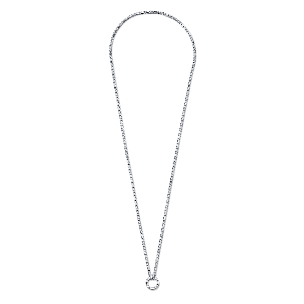 14K White Gold 18" box chain midi with hinged jump ring connector