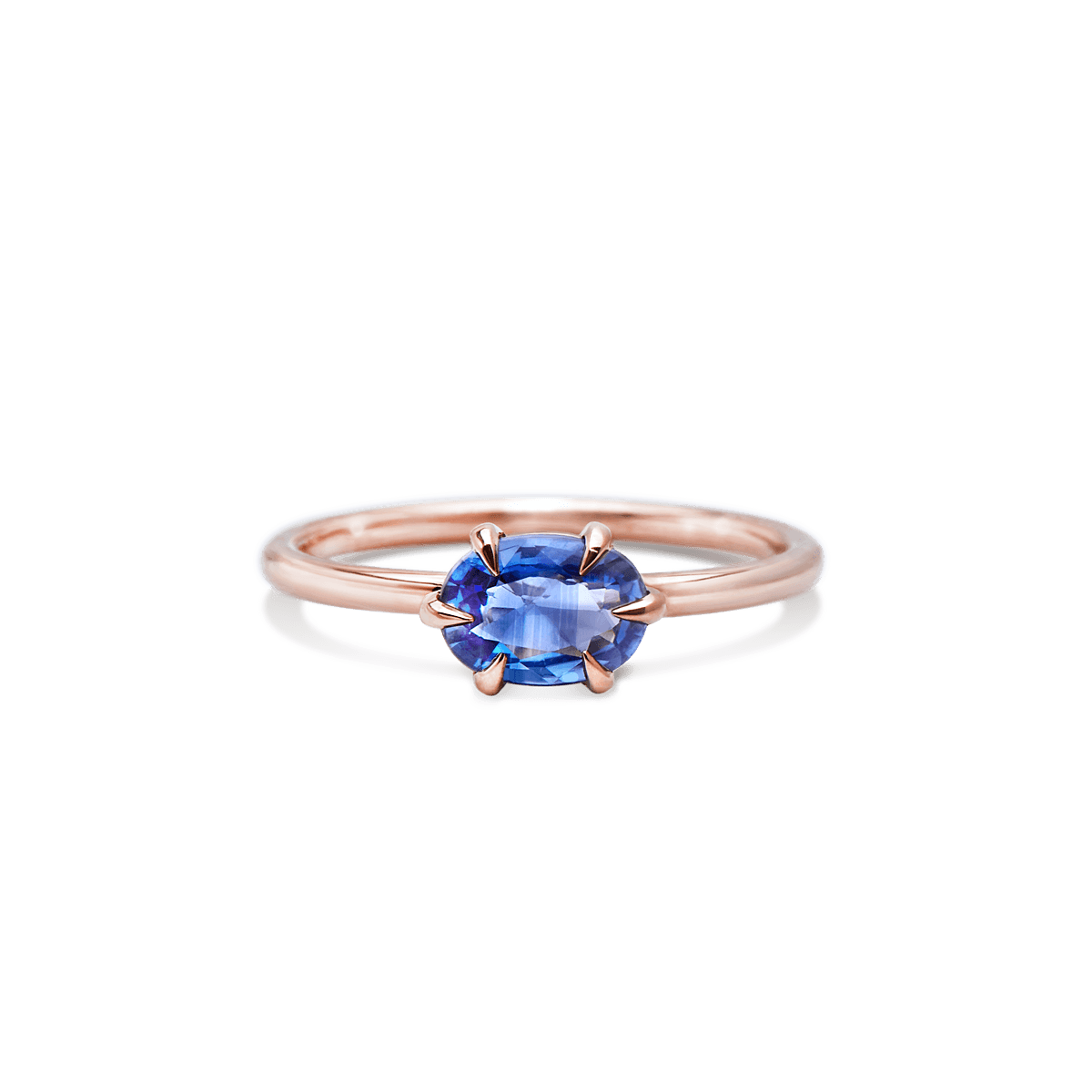 #color_18K Rose Gold Blue Sapphire Oval Ring