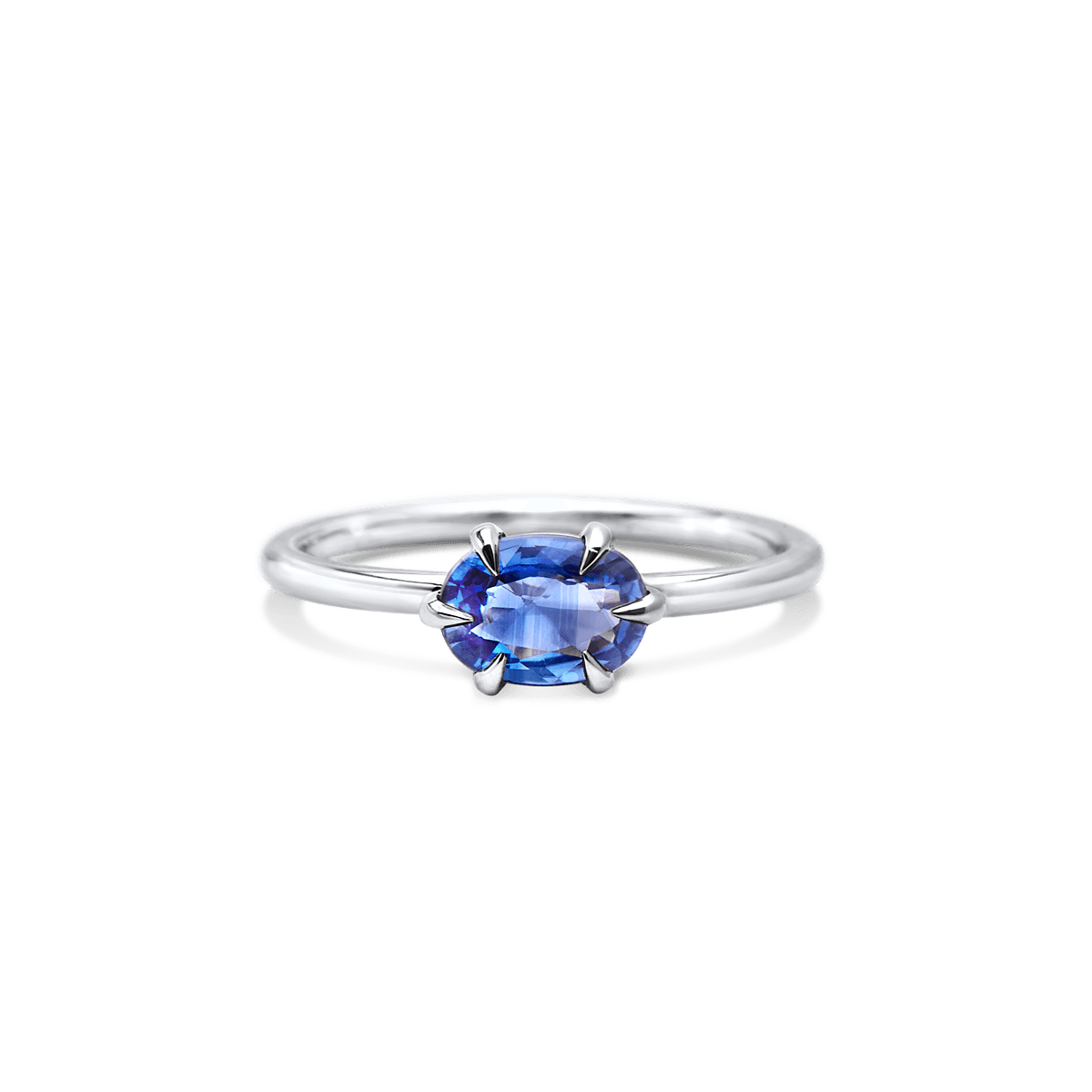 #color_18K White Gold #color_Platinum Blue Sapphire Oval Ring