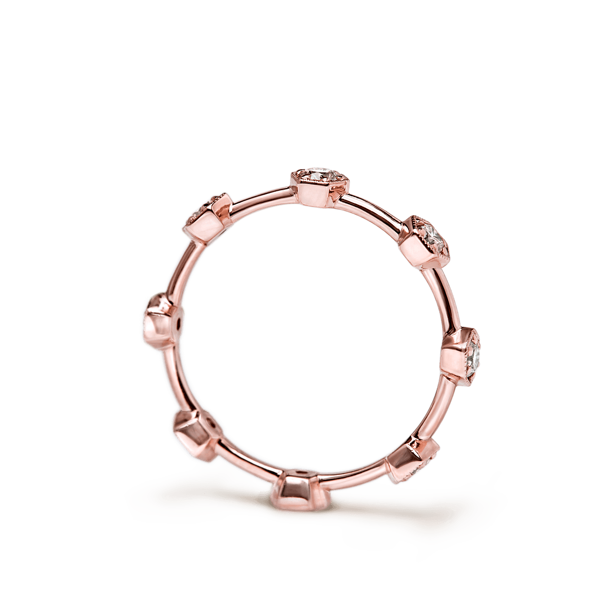 #color_14K Rose Gold Diamond Eternity Band Hexagons