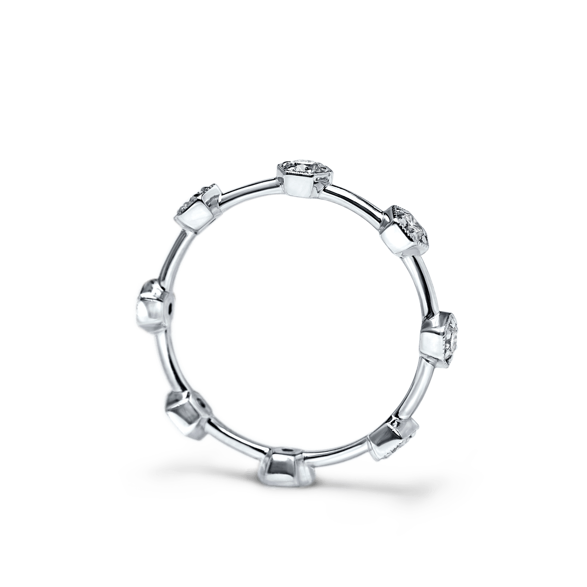 #color_14K White Gold #color_Platinum Diamond Eternity Band Hexagons
