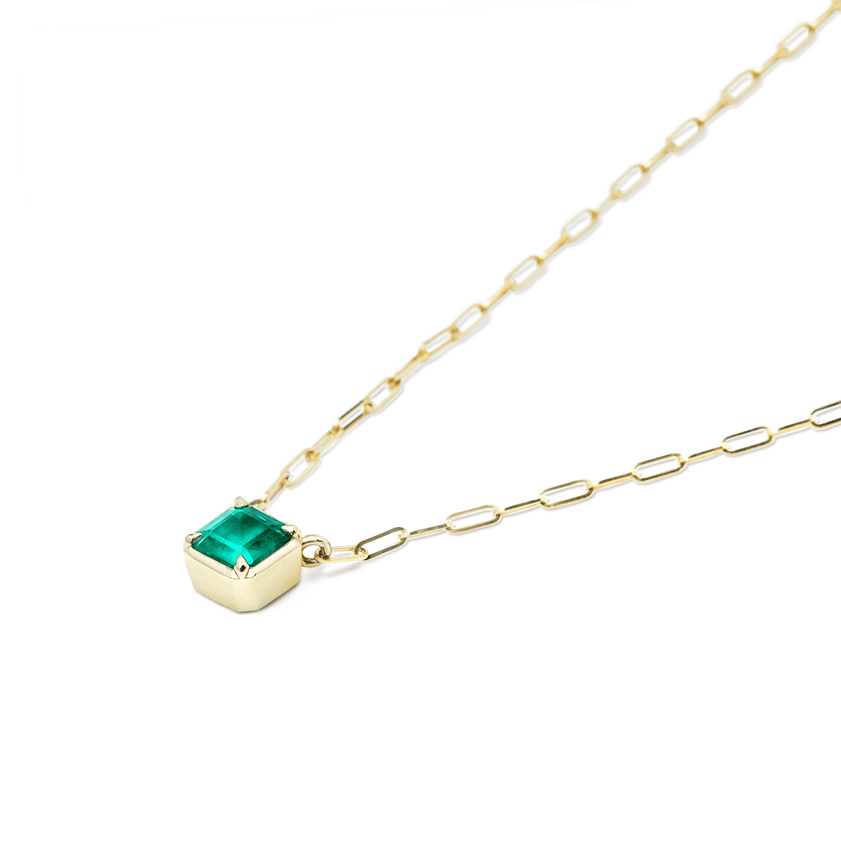 #color_14K Yellow Gold Square Emerald Cut Necklace
