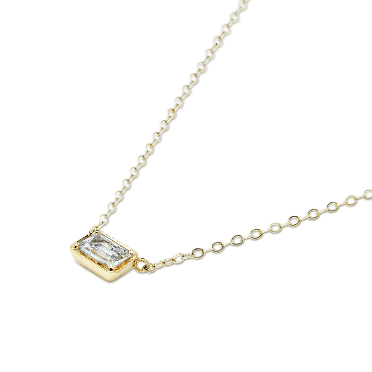 14K Yellow Gold Sapphire Radiant Necklace Pendant