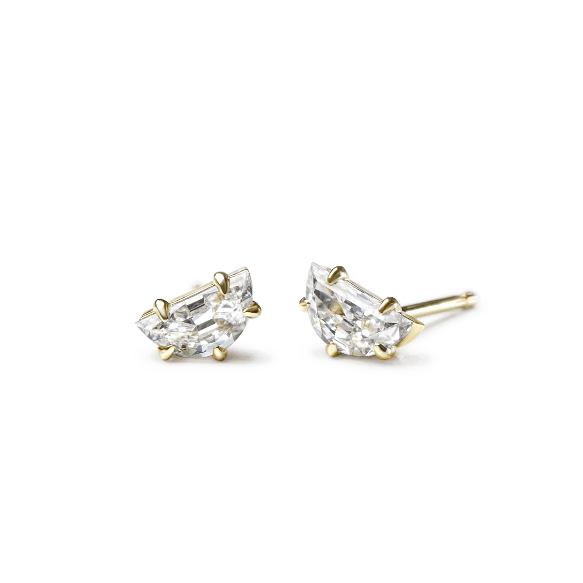 #color_14K Yellow Gold Half Moon Diamond Earsstuds
